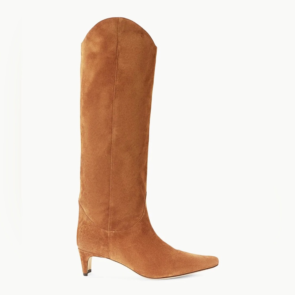 STAUD Western Wally Knee High Boot in Tan Suede - Size 8.5